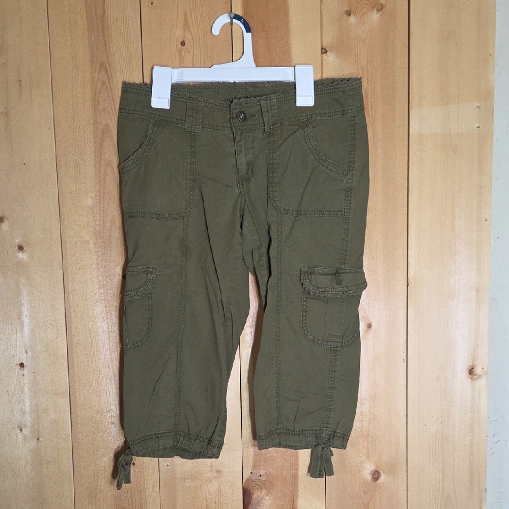 Olive Green Cargo Long Shorts